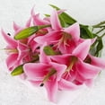 thumbnail image 7 of Viworld Artificial Tiger Lily 5Pcs Latex Fake Flowers Real Touch Bouquet For Wedding Party Home Office Garden Hotel Decor (Dark Pink), 7 of 7