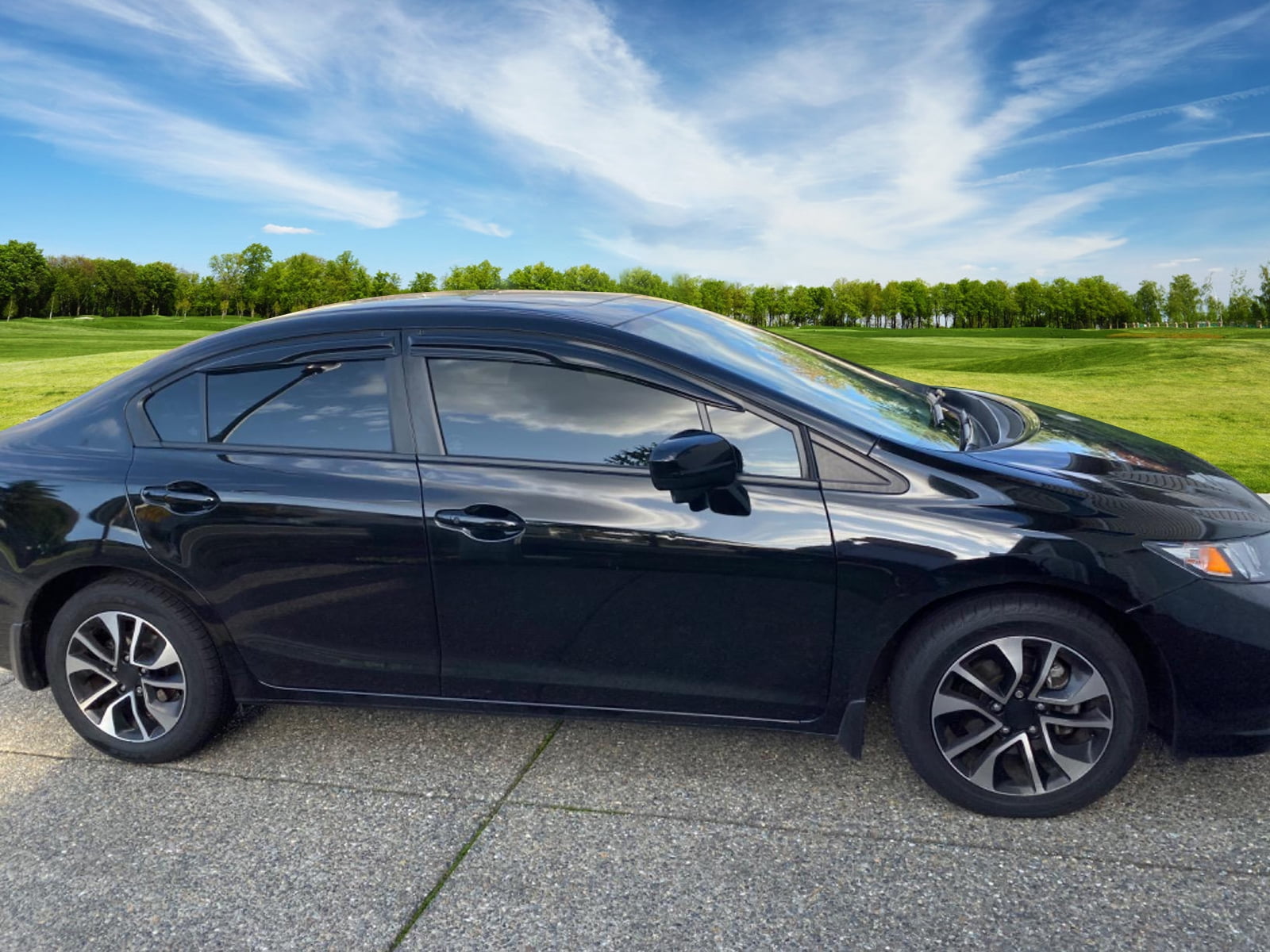 IKON MOTORSPORTS Tape on Outside Mount Window Visor Compatible With 2012-2015 Honda Civic Sedan
