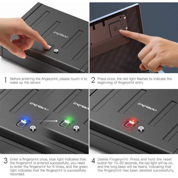 Fingerprint Lock Box Cacagoo Safe Biometric Safety Smart Pistol Equipment With Automatic Opening Lid Com Fingerprint Lock Box Cacagoo Safe, Cannon Safe Blinking Red Light