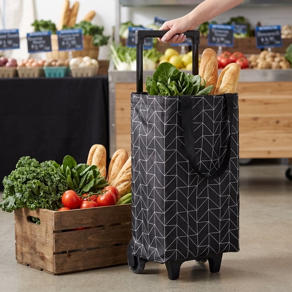 Hemobllo Portable Waterproof Folding Shopping Trolley with Large Capacity and Stairclimbing Function