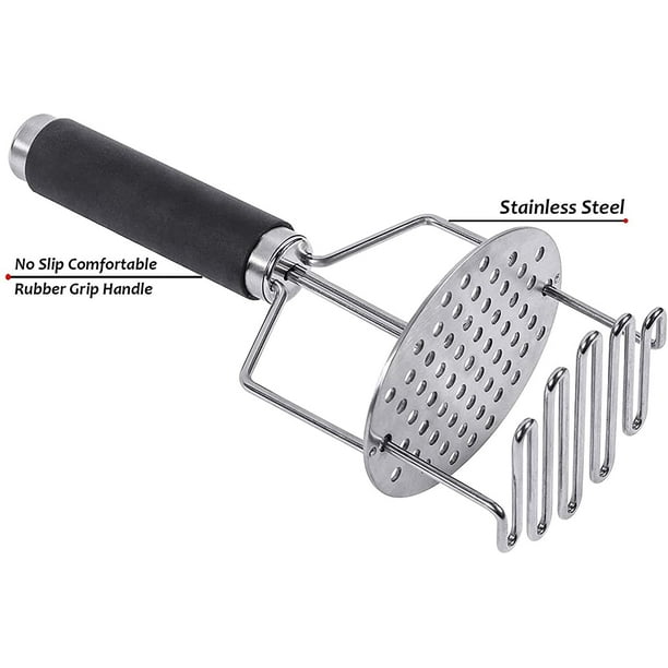 Stainless Steel Potato Masher with Non Slip Handle Multifunctional Vegetable Potato Ricer Masher Kitchen Tool Dual Press Design