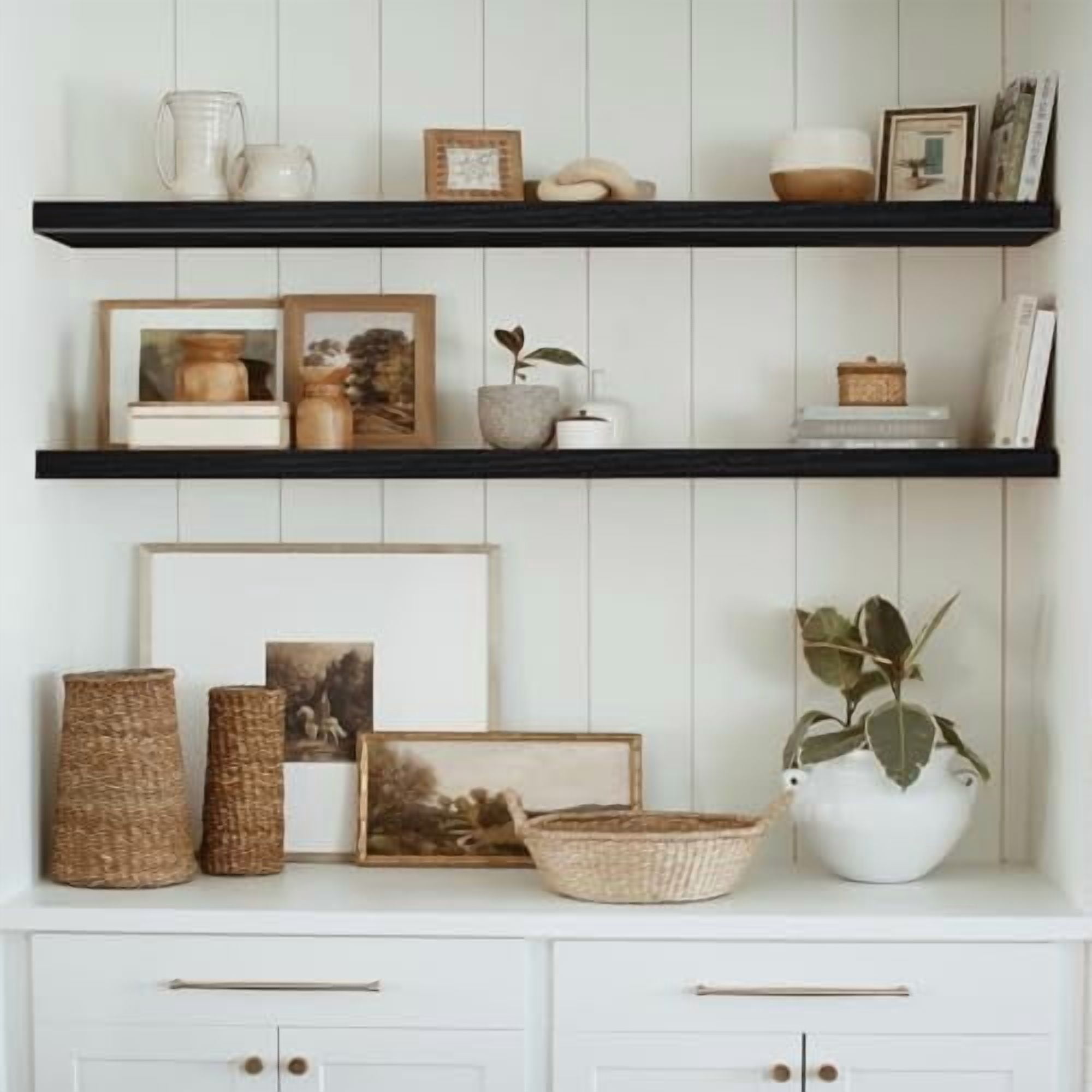 Floating Shelves for Wall 55.1" Extra Long - Wall Mounted Shelf Bathroom Kitchen Living Room Bedroom Farmhouse Home Decor Display Bookshelf Large 55.1 x 9.3 inch Set of 2, Black (008-140B)