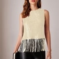 thumbnail image 4 of Tank Tops for Women 1PC Set Sparkly Fringe Sleeveless Crewneck Sequin Tassel Club Outfit Women's Summer Tops, 4 of 4