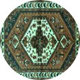 thumbnail image 1 of Ahgly Company Indoor Round Persian Turquoise Blue Traditional Area Rugs, 4' Round, 1 of 4