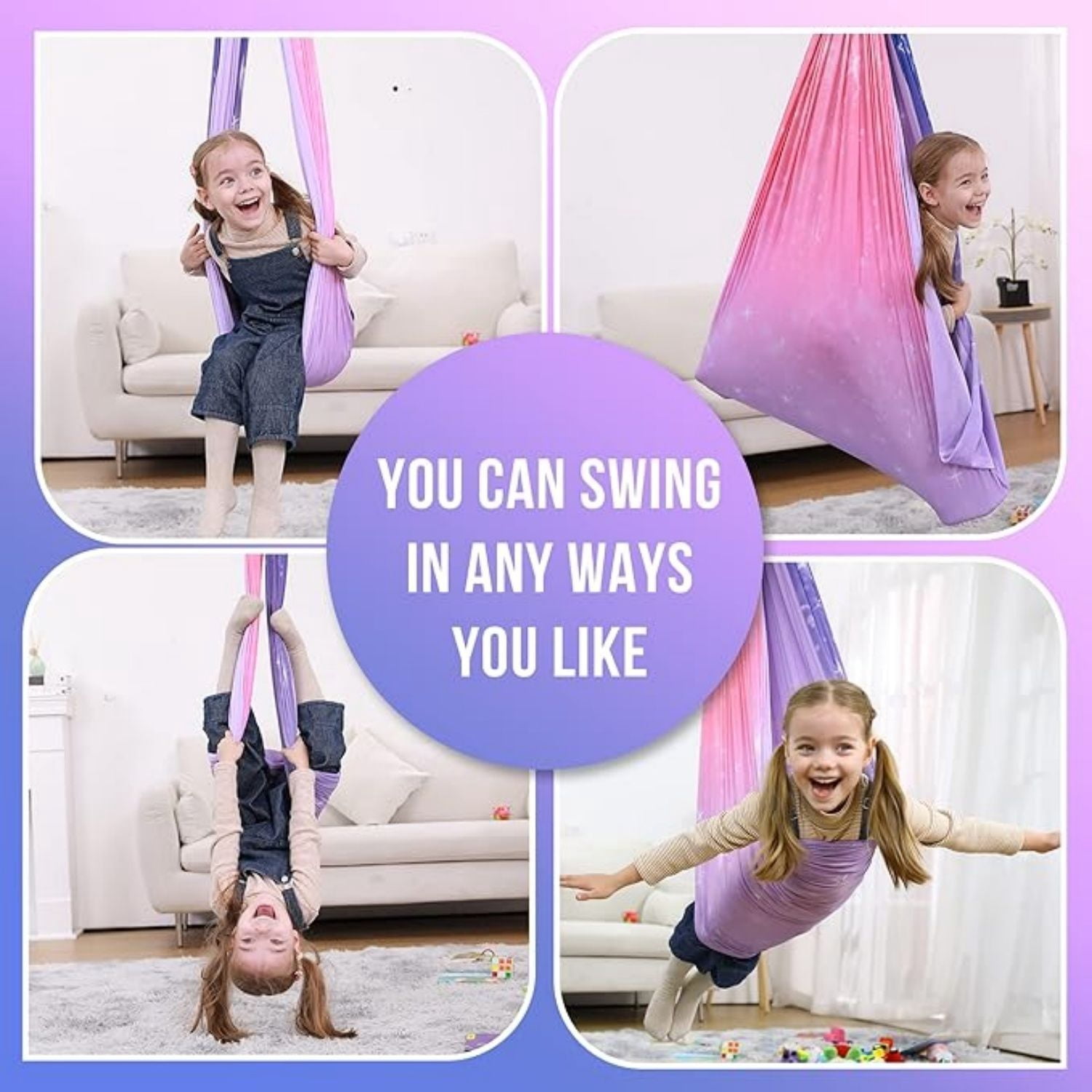 Sensory Swing for Kids & Adults, Double Layer Therapy Cuddle Swing, Holds up to 300lbs