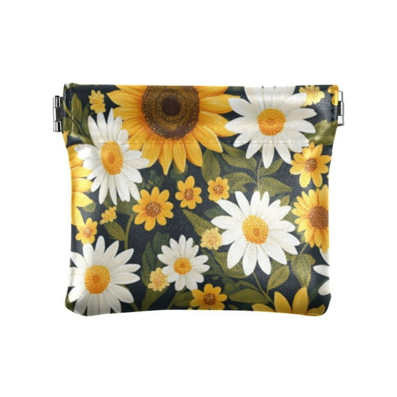 Women's Coin Purses & Pouches - Wallets Card Cases with RFID Blocking - Slim Money Organizers for Daily Use Daisy Sunflowers