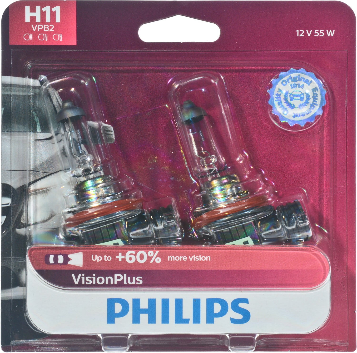 Photo 1 of Philips H11 Visionplus Headlight, Pack of 2
