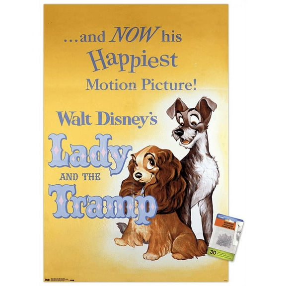 Disney Lady and The Tramp - One Sheet Wall Poster with Push Pins, 22.375" x 34"