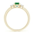 thumbnail image 2 of ANGARA Natural Classic Emerald and Diamond Three Stone Engagement Ring in 14K Yellow Gold for Women (Size-5mm) | May Birthstone, Birthday, Anniversary, Jewelry Gift for Women | Natural Emerald Ring, 2 of 10
