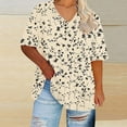 thumbnail image 5 of Hauts d'Été Grande Taille pour Femmes Rondes Manches Courtes T-Shirt Décontracté Mignon Ample Tendance pour Sortir Beige, 2TG, 5 of 5
