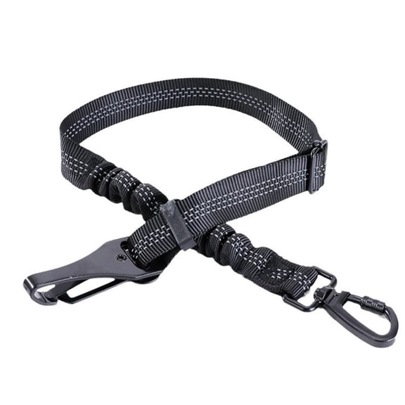 Dog Seat Belt 3-in-1 Car Harness for Dogs Adjustable Safety Seatbelt for Car Reflective Bungee Dog Car Harness with Clip Hook Latch & Buckle, Swivel Carabiner (Black)