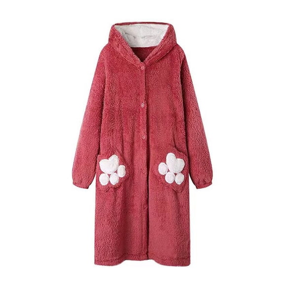 Beautyzll Kids Girls Fleece Hooded Bathrobe Soft Cozy Long Robes Warm Long-Length Pajamas with Hoods 6-15T
