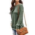 thumbnail image 3 of Xuanfei Women Buttons Solid Color Crew Neck Long Sleeve Top, 3 of 6