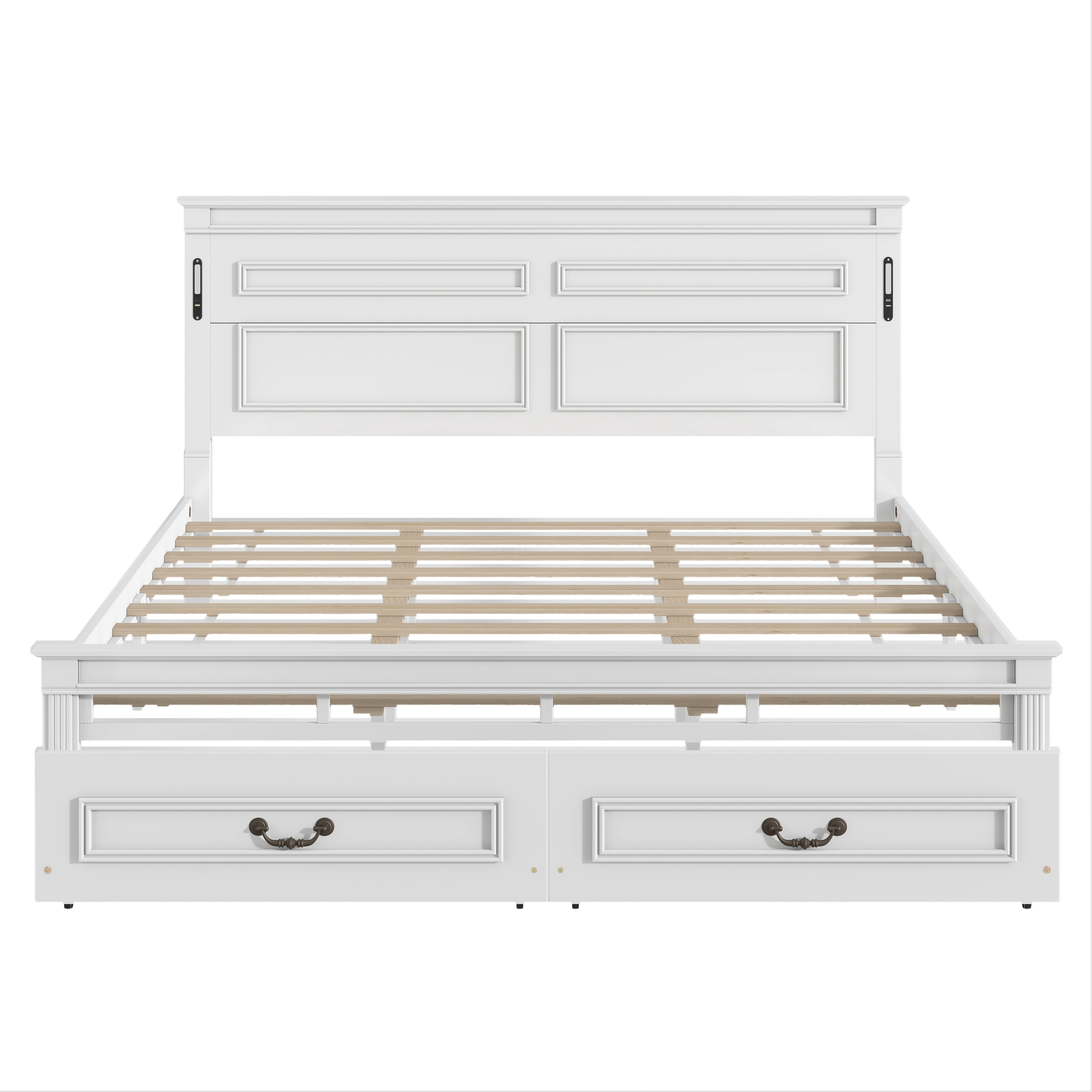 Sailvan Bed with 2 Storage Drawers, LED Lights, USB Charging Station
