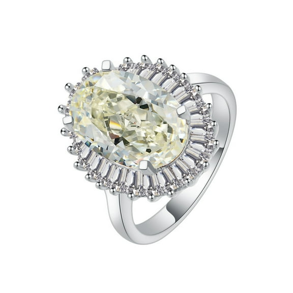4.5 Carat Oval Engagement Ring CZ Simulated Green/Blue Diamond Rings for Women S925 Sterling Silver Cocktail Rings Promise Wedding Rings