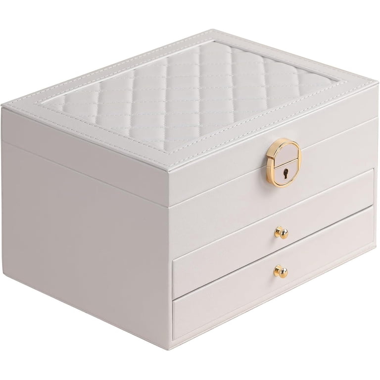 Gogcaro 3-Layer Jewelry Box with Lock and Mirror photo 2