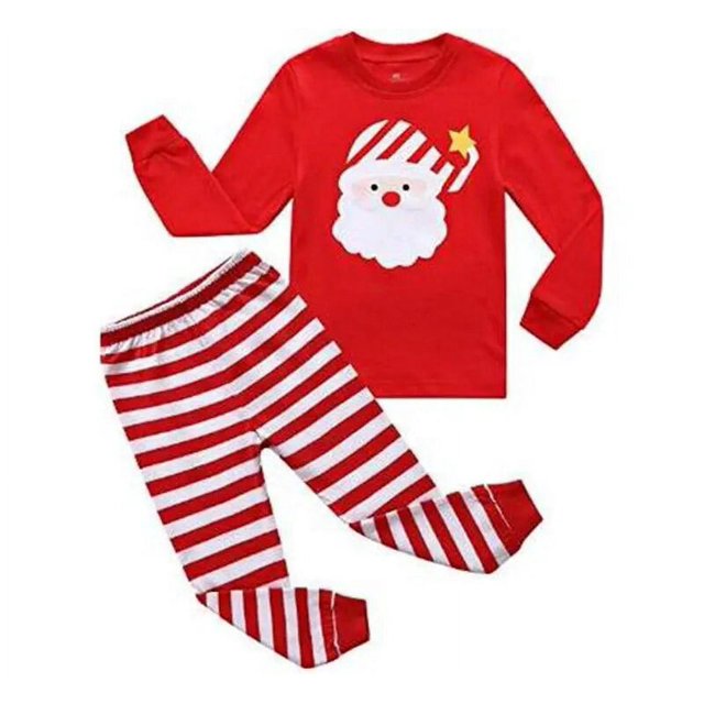 Pijamas de Papá Noel para niños y niñas, ropa de dormir de manga larga y pantalones de algodón, de 2 a 7 años