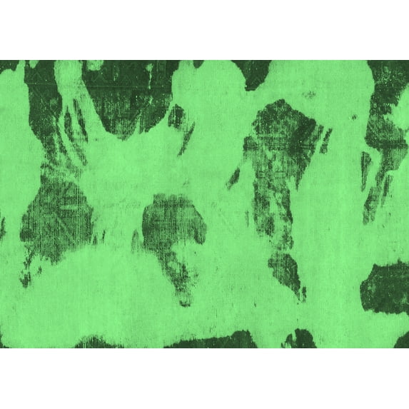 Ahgly Company Indoor Rectangle Abstract Emerald Green Modern Area Rugs, 2' x 4'