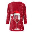 thumbnail image 5 of Christmas Shirts for Women Loose Fit 3/4 Length Sleeve Round Neck T Shirt Glitter Xmas Tree Printed Holiday Blouses Merry Christmas Graphic Tee Elbow Sleeve Clothing, 5 of 5