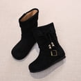thumbnail image 5 of BXJX Girls Mid-Calf Boots, Fleece Lined School Flat Sole Slip‑on Winter Warm Shoes Black Size 11 Little Kids, 5 of 8