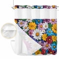 thumbnail image 2 of Colorful Spring Floral No Hook Shower Curtain Waterproof, Bathroom Curtains with Snap in Liners and See Through Top Window, Modern Oil Painting Flowers Hotel Style Bathtub Curtains Shower 72"Wx72"L, 2 of 8
