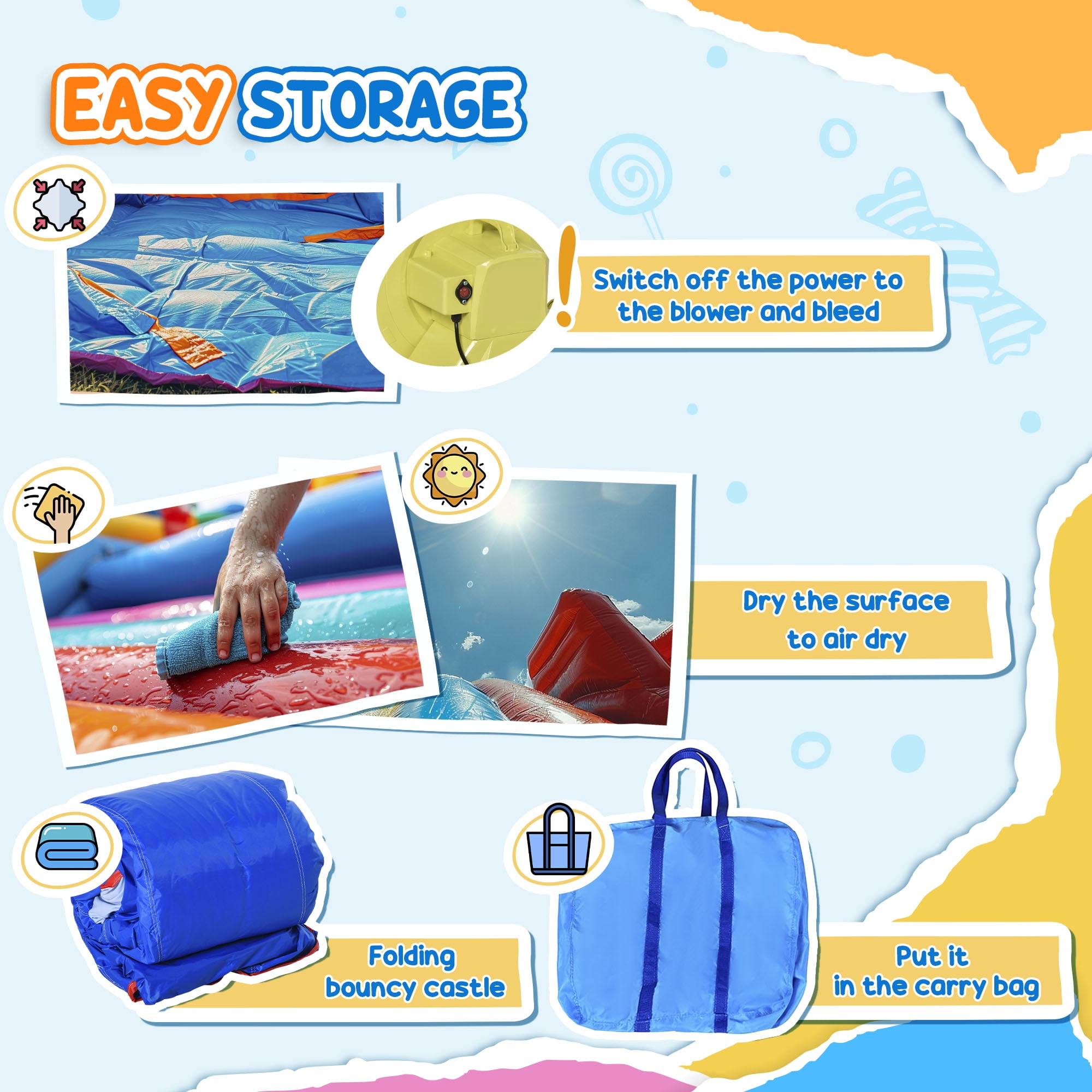 Outsunny 5 in 1 Inflatable Water Slide, Water Park Castle Bounce House Trampoline with Pool, Climbing Wall for Kids Age 3-8 with Air Blower