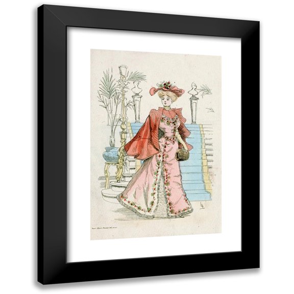 Henri Boutet 11x14 Black Modern Framed Museum Art Print Titled - 1998 Nineteenth -Century Female Modes (1908)