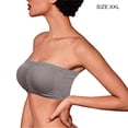 thumbnail image 3 of Wireless Bra Strapless Bras Bust Bandeau Padded Seamless Tube Top Intimate with Good Elasticity Basic Style for Evening Dress light gray, 3 of 6