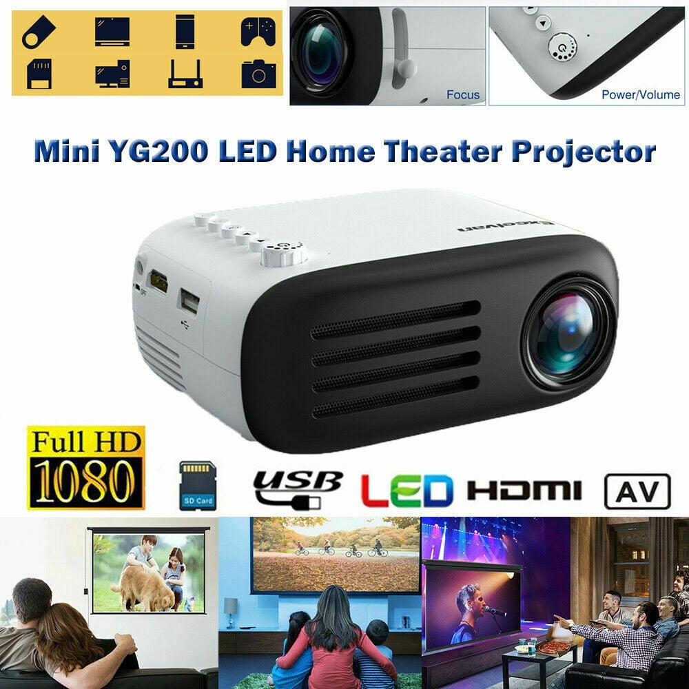 Mini Projector, Full HD 1080P LED Projector LCD YG200 ...