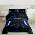 thumbnail image 2 of Castle Fairy 3-Piece Queen Size Comforter Set, Blue Gamepad Print, 2 of 8