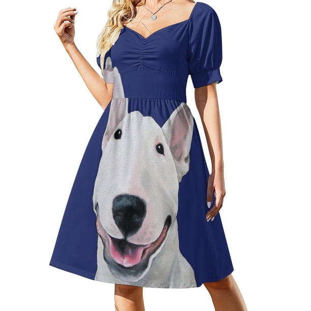 Vestido de manga corta incondicional de Bull Terrier. Vestido de mujer. Vestidos. Ropa de mujer para embarazadas.