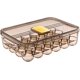 thumbnail image 1 of Caja de huevos de 24 rejillas, caja de huevos de nevera apilable de plástico transparente con tapa, estante de huevos para proteger el almacenamiento de huevos de nevera (marrón) TUNC Sencillez, 1 of 5
