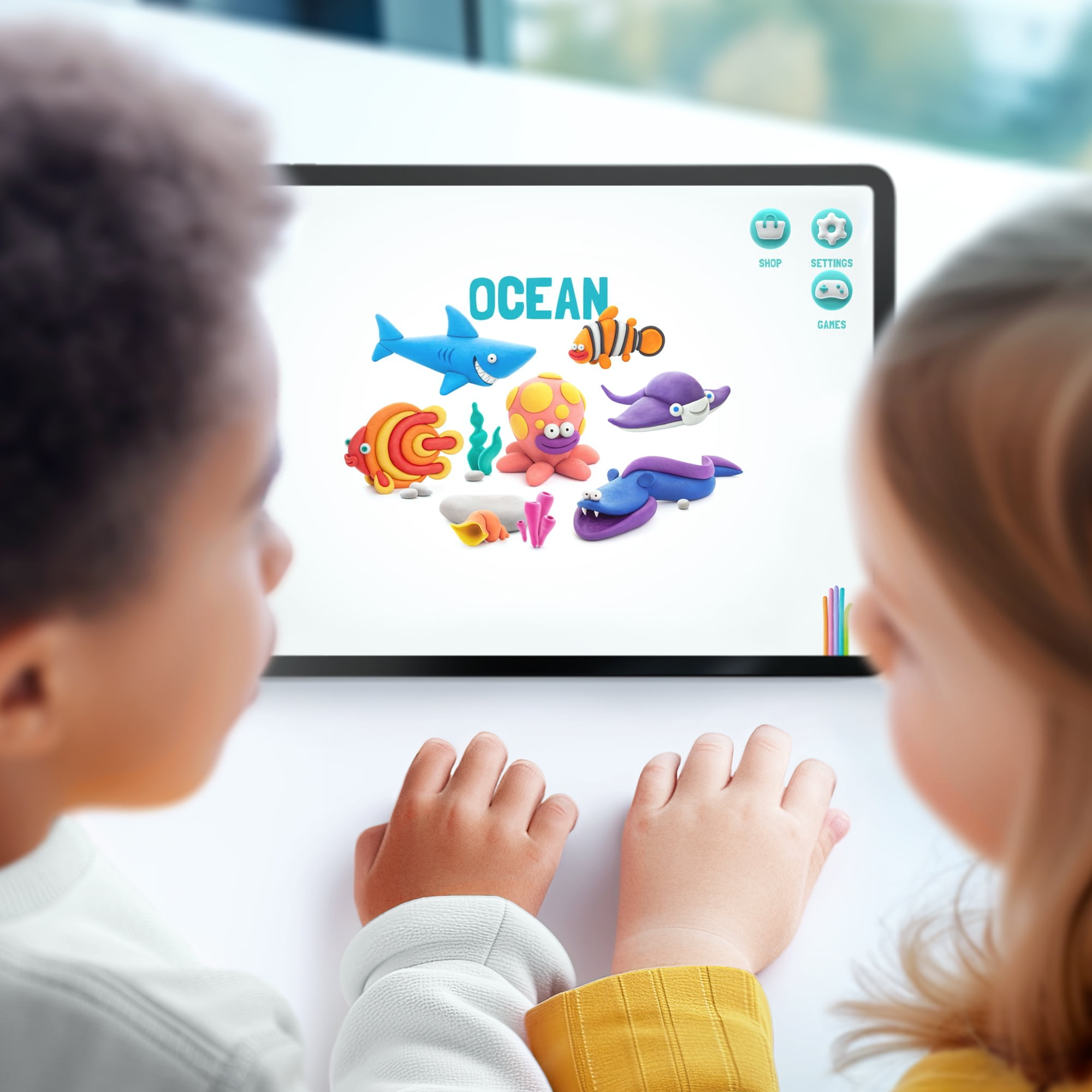 Hey Clay Ocean Creatures, Air Dry Clay Kit with Interactive App for Kids & Tweens