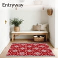 thumbnail image 3 of ODIKA 6'x9' Machine Washable Non-Slip Area Rug, Scandinavian Winter Starburst Featuring Festive Interlocking Flakes High Traffic Rug, Red, 663067, 3 of 7