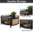 thumbnail image 2 of Cane Rattan Coffee Table,2-Tier Wood Coffee Table with Boho Woven Rattan Storage Shelf,Black, 2 of 7