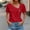 A117 Red Womens Summer Tops Clearance Under $5, variant on Women Short Sleeve Tshirts Summer Tops Under $10 Casual Eyelet Embroidery Button Shirts Asymmetrical Neck Business Work Tshirt Valentines Day Gifts for Her