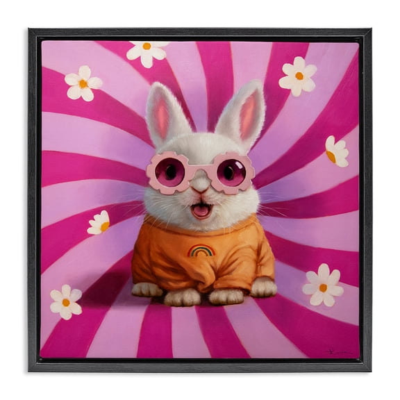 Stupell Industries Eclectic Good Vibes Only Rabbit Black Floating Frame Canvas Art, 18 x 18, by Lucia Heffernan