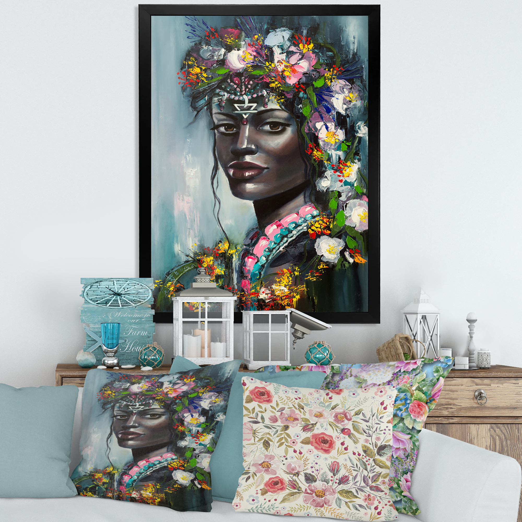 Designart 'Portrait Of Traditional African American Woman' Modern Framed Art Print