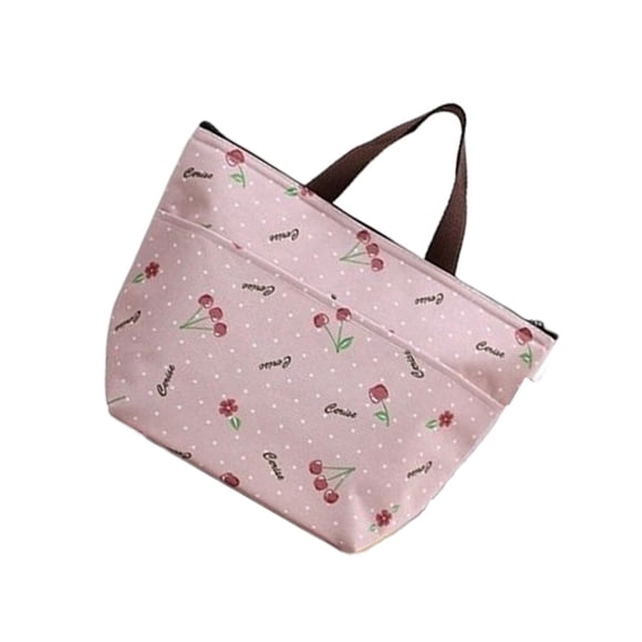 Minnieouse Fiambrera térmica para el almuerzo, bolsa aislada para Picnic, bolsa de almacenamiento de alimentos, bolso plegable lavable para Bolsas de mensajero y de hombro cereza rosa