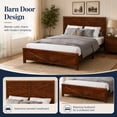 thumbnail image 2 of Miniyam Queen Bed with Barn Door Headboard and Footboard, Farmhouse Wood Platform Bed Frame, Walnut, 2 of 7