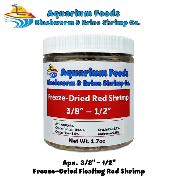 Red River Shrimp - Freeze-Dried 3/8" to 1/2" for Cichlids, Koi & Pond Fish, Aquatic Turtles, All Tropicals, Reptiles, Rodents - 1.7oz Sm Round Jar