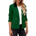 thumbnail image 6 of Xdegoge Womens Double Breasted Blazer Jacket Contrast Lapel Collar Long Sleeve Suit Coat with Buttons Office Business Casual Workwear Professional Outerwear, 6 of 7