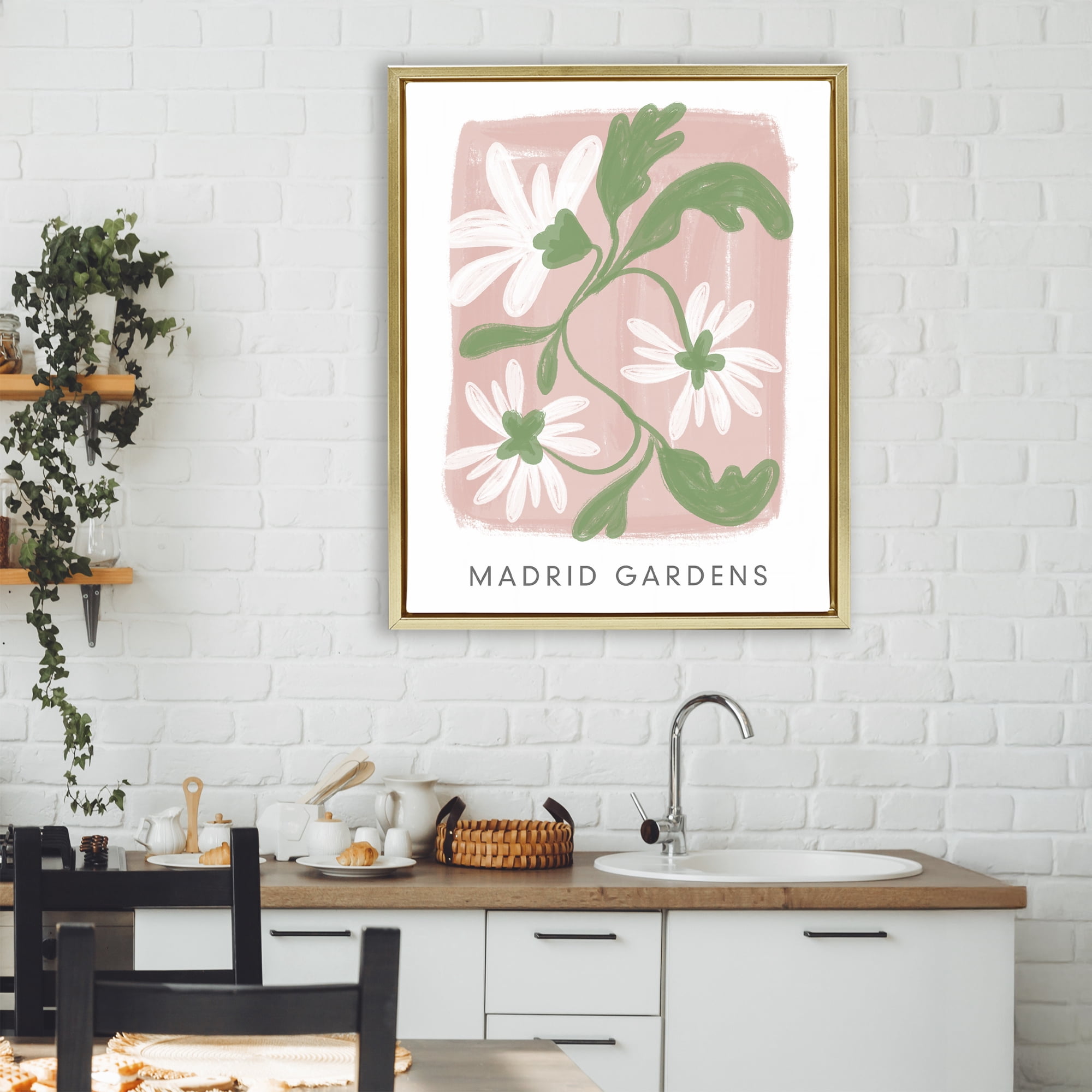 Stupell Industries Madrid Gardens Pastel Blooms Gold Framed Floater Canvas Wall Art, design by Lucille Price