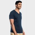 thumbnail image 4 of True Classic V Neck Mens T Shirt, Premium Fitted Soft Men's T-Shirts. Navy, Small, 4 of 7