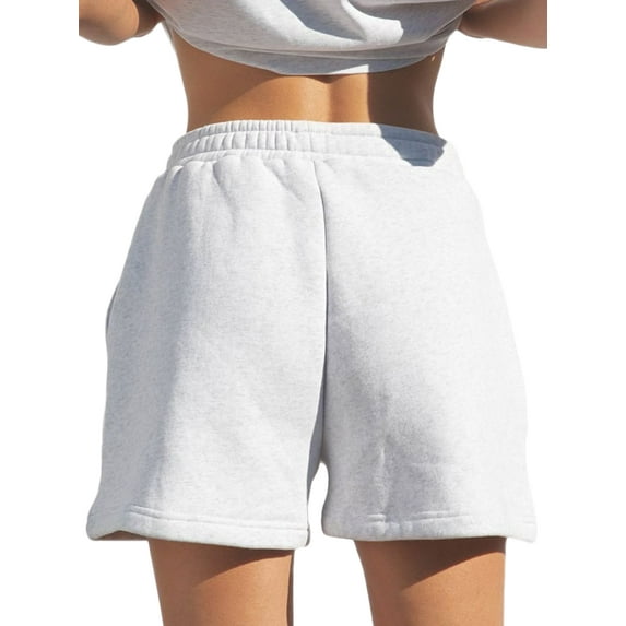 Qmyliery Women Solid Color Shorts, Adults Casual Style Pants with Slant Pockets (White, Black, Grey)