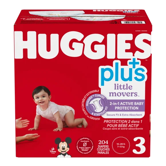 Huggies Little Movers Plus, Size 3, Pack of 204