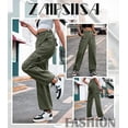 thumbnail image 7 of Pants for Women. MesaSe Women's high-waisted overalls Broadleg casual pants 6 pocket army pants, 7 of 7