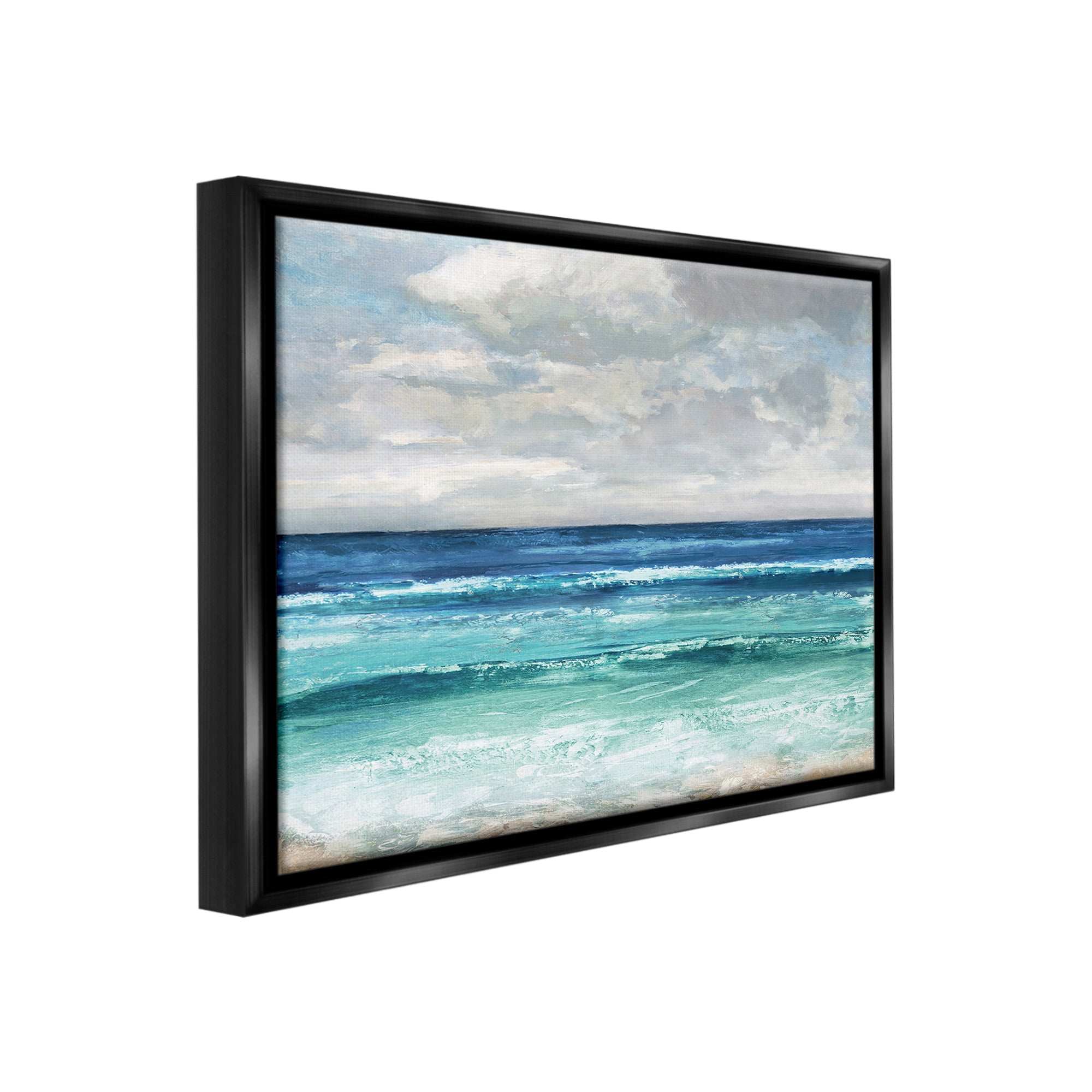 Stupell Industries Abstract Beach Clouds Landscape Painting Black Floater Framed Canvas Art Print Wall Art, 21 x 17