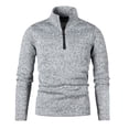 thumbnail image 4 of Men's Thermal Shirts Solid Color Zip Neck Turtleneck Base Layer Warm Winter Casual Layering Tops for Men Gray L, 4 of 5
