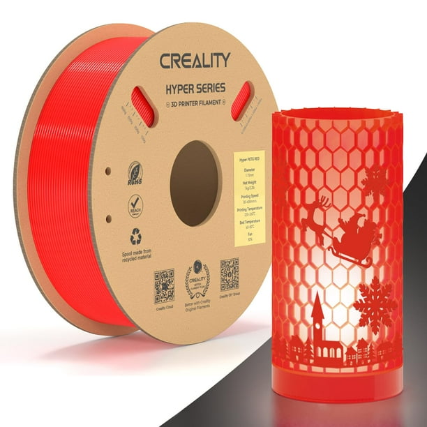 Filamento para impresora 3D Creality Hyper PETG, 1,75 mm, 1 kg, rojo